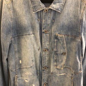 Artistic Distressed Blue Jeans Bomber Jacket XL by G-Star Originals & Raw